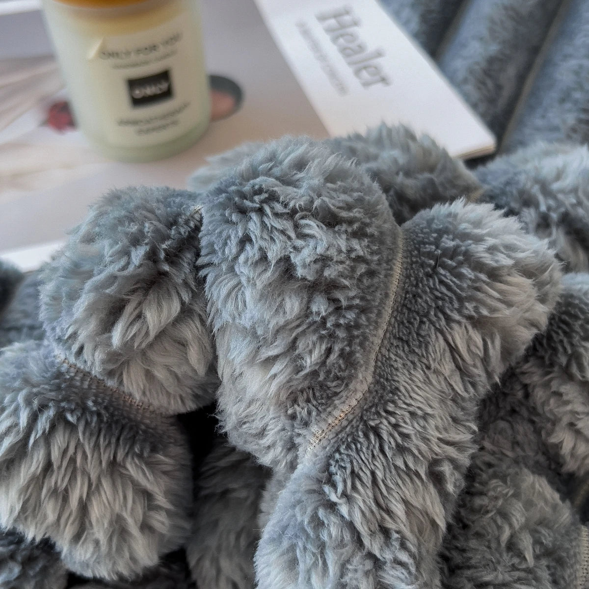Solid color thickened weighted striped multifunctional blanket
